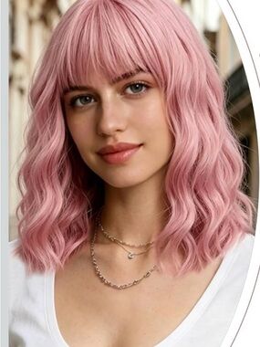 Women’s Pink Wavy Wig A 14 Inches Synthetic NEW!